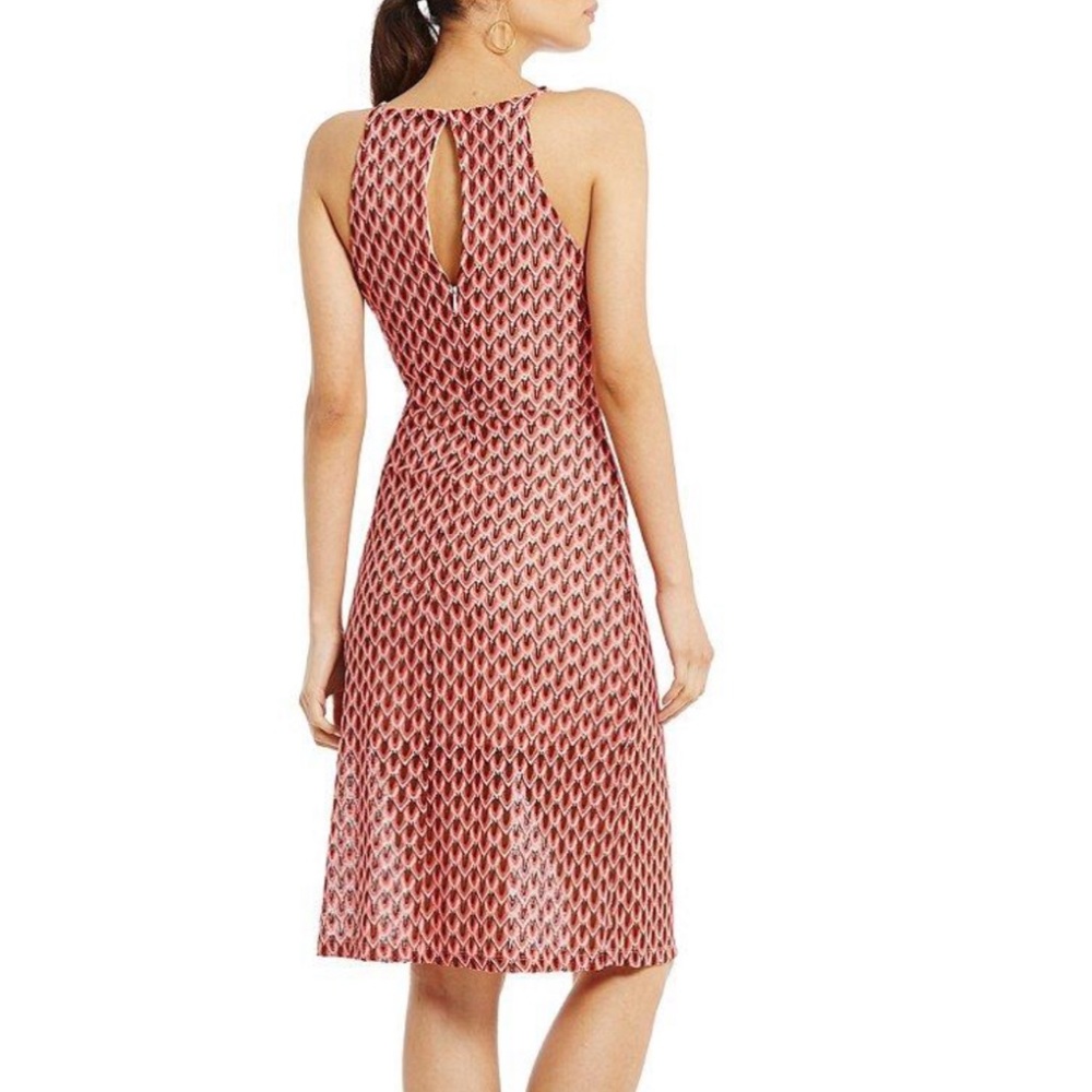 Gianni Bini Casey Pink Coral Crochet Midi Dress Lined to Mini Skirt Length